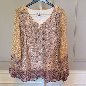 MiracleBody by Miraclesuit Shapewear top blouse Large shirt tunic boho peasant
